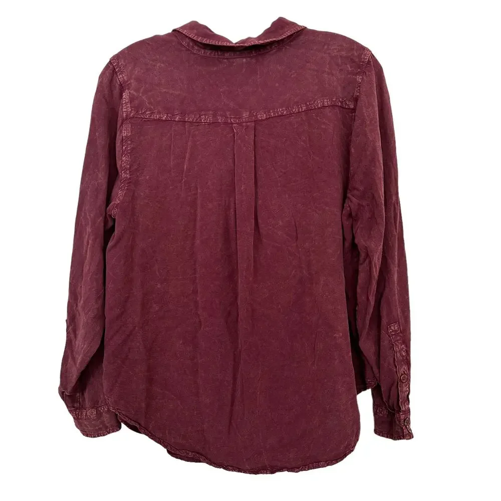 Torrid Maroon Long Sleeve Button Down Blouse Sz 10 - Picture 5 of 6